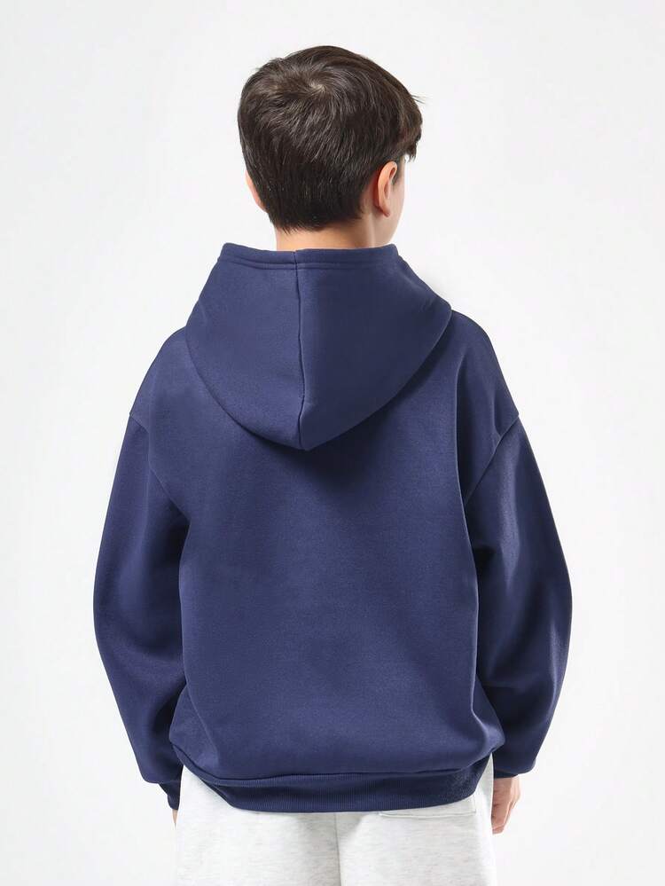 Kapuzenpullover mit Zahlen-Print, Mitteltasche und Logo
