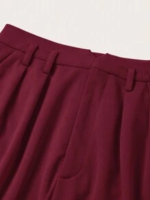 SHEIN Clasi 秋冬女士优雅纯色高腰办公室裤 - 紫紅色 - 查看 9