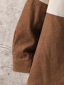 SHEIN Teenage Boys' Casual Color Block Patchwork Polo Collar Long Sleeve Shirt, Versatile All-Match Suitable For Commuting, School, Casual, Travel, Outdoor, Party, Autumn/Winter Fall Autumn And Winter Back To School - Multicolor - View 6