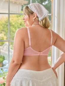 FloralLove Bralette de moda de talla grande de encaje con lazo y sujetador inalámbrico, lencería sexy - Rosa vieja - Ver 3