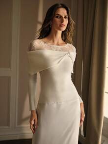 MOTF PREMIUM ELEGANT ROMANTIC LACE PATCHWORK SWEATER, SUITABLE FOR DATES IN AUTUMN/WINTER - White - View 4