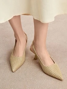 Sandalias de tacón alto con espalda abierta y estilo sexy para mujer, para verano - Amarillo - Ver 5