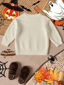 Young Boy Classic Halloween Sweater With Spider,Ghost,Checkered,Wizard Prints,Casual Fashionable For Autumn,Family Matching,Winter & Halloween Fall - Multicolor - View 4