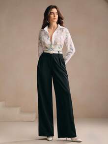 Anewsta New Fashion Floral Print Collared Single-Breasted Shirt, Spring Outfits For Women