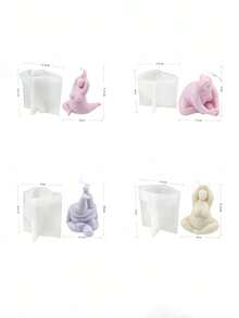 Moule en silicone pour bougie représentant des femmes rondes en posture de yoga 3D. Outil pour cire de soja, plâtre, savon fait maison. Parfait pour la décoration d'intérieur et les diffuseurs de parfum - Blanc - Voir 3