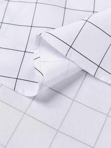 Manfinity Mode 男士白色格子常规版型衬衫，长袖设计，商务风格，男士休闲正装衬衫，男士白色格子衬衫，白色和黑色格子衬衫，男士格子正装衬衫，男士白色格子衬衫，秋季 - 白色 - 查看 7