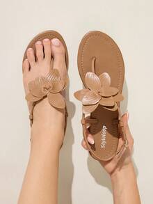 CUCCOO CHICEST Women's Yellow Floral Thong Sandals, Round Toe Flat Beach Vacation Style