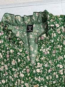 Franclia Plus Size Casual Everyday Loose Allover Print Short Sleeve Shirt