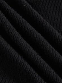 SHEIN Explorewe 1pc Girls' Striped Black Pleated Skirt Dress, Preppy Style, Suitable For Urban Street Photography, Gatherings, Daily Wear, Spring/Summer Fall Winter - Black - View 5