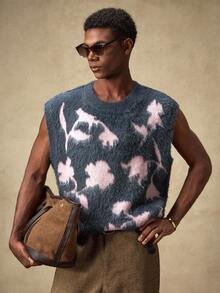 Business Casual Áo vest dệt kim AKNOTIC dành cho nam, áo len cổ tròn màu xám, có thể giặt bằng máy hoặc giặt khô, áo chui đầu dáng rộng, phù hợp với nhiều mùa, thu đông - Xám - Xem 1