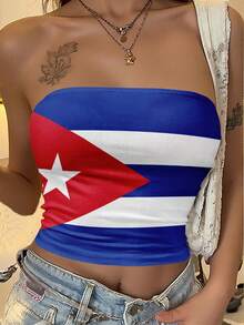 StreetHx Women's Summer Tube Top, National Flag World Cup Tube Top - Multicolor - View 1