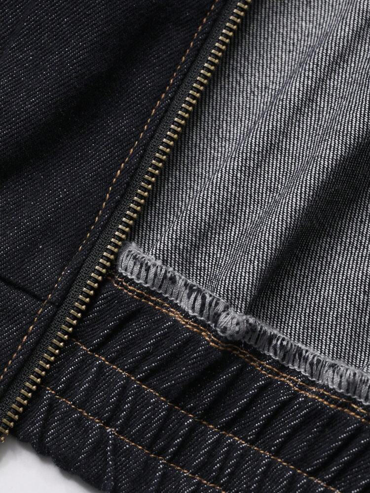 Men's Solid Navy Blue Denim Suit, Autumn Business Attire