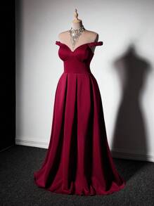 Grovea Abito sexy taglie forti con spalle scoperte e schiena aperta