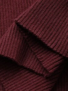 DAZY Damen einfarbiges figurbetontes elegantes Strickkleid mit V-Ausschnitt und Glockenärmeln, Herbstrot Damen Kleider Abendkleid Pulloverkleid Weihnachten