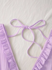 Arcane Artistry Women's Ruffle Strap Minimalist Casual Mini Dress, Light Yellow, Suitable For Summer Vacation - Mauve Purple - View 3