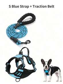 Hundsele, justerbar mjuk vadderad väst, reflekterande oxfordväst med kvävningsskydd, handtag och bilbältesögla (valfritt) – Inkluderar gratis kraftigt koppel på 1,5 meter