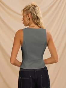 SHEIN Forever 21 夏季女士舞会/正式场合/海滩/度假/可爱/西式服装/商务休闲/优雅/生日/外出/俱乐部/办公室/音乐节/锐舞派对/工作/高雅/乡村音乐会/早午餐/邮轮/老钱/机场/端庄/教堂/仙女风/性感/趣味/嬉皮/下午茶/千禧年/街头风/2000年代/迪斯科/春假/毕业典礼/婚礼宾客/鸡尾酒会/复古/紧身/度假/1960年代//无袖上衣 - 灰色 - 查看 8