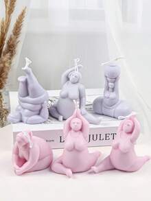 Moule en silicone pour bougie représentant des femmes rondes en posture de yoga 3D. Outil pour cire de soja, plâtre, savon fait maison. Parfait pour la décoration d'intérieur et les diffuseurs de parfum - Blanc - Voir 4