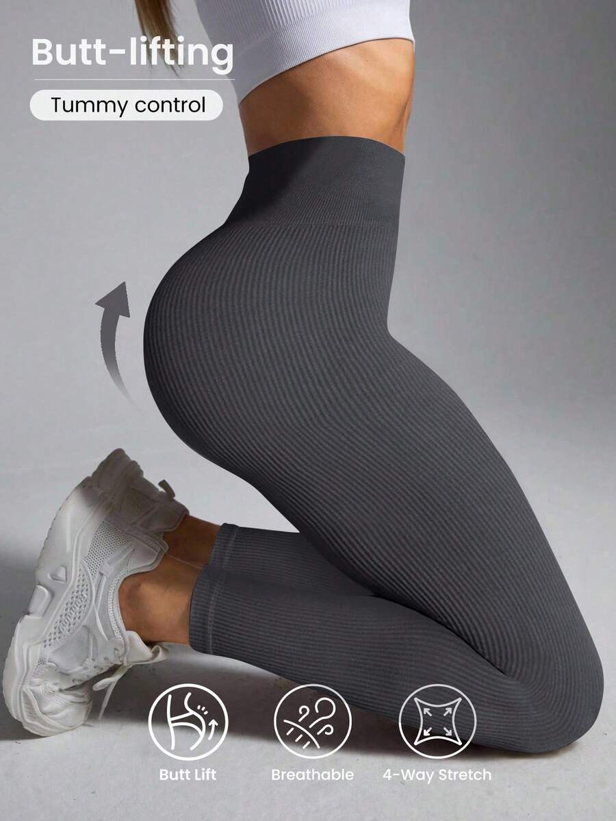 Easithlete Women's Solid Color High Waist Lifting Shaping Seamless Leggings Yoga Pants Tummy Control Tights Anti Cellulite Leggings Leggings Tummy Control Compression Workout Tights