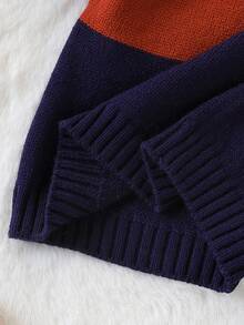 SHEIN Vintaside Kids 2 Stücke Baby Jungen Herbst/Winter Pullover Strick Set mit Oberteil und Hose. Der Pullover hat ein Farbblockdesign, das einen frischen und niedlichen kindlichen Stil mit einem vornehmen Charme zeigt. Aus weichem, komfortablem Stoff, der für die empfindliche Babyhaut geeignet ist und ein gemütliches und angenehmes Trageerlebnis bietet. Kombiniert Komfort und Mode, geeignet für den täglichen Gebrauch. - Königsblau - Übersicht 3