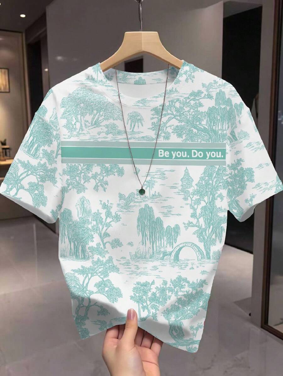 SHEIN Plus Size Casual Loose Fit Round Neck Short Sleeve T-Shirt, Suitable For Everyday Wear