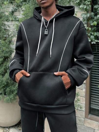 Manfinity Roghcode 男士撞色边饰连帽衫和裤子套装