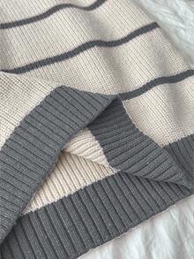 Elamini Women's Casual Everyday Colorblock Striped Textured Turtleneck Sweater, Autumn/Winter - Multicolor - View 6