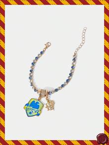 HARRY POTTER X SHEIN 1 pieza Brazalete de moda con insignia de letra y diseño de strass azul y blanco