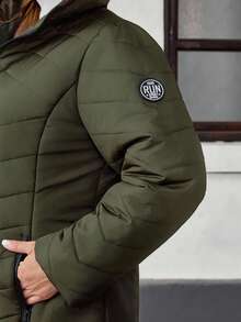 EMERY ROSE Áo khoác cotton dày dặn cho nữ cỡ lớn, màu xanh quân đội, mùa đông - xanh quân đội - Xem 8