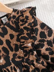Emery Rose Kids Emery Rose Kids 年轻女孩夏季/秋季全身印花荷叶边荷叶边袖连衣裙，非常适合夏季和秋季休闲日常穿着和学校日常穿着，妈妈和女儿和姐妹搭配 - 黑色 - 查看 4
