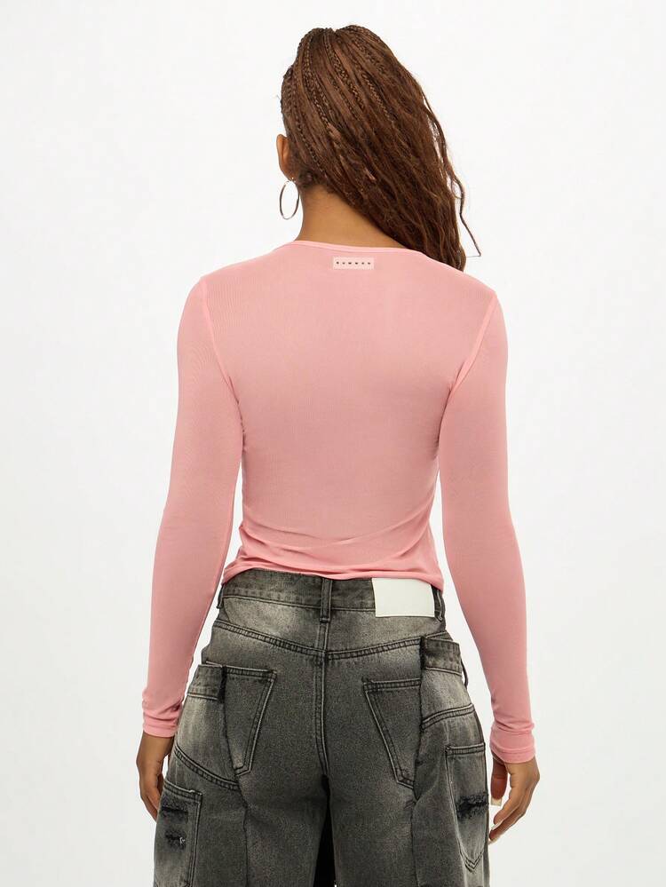 SUMWON WOMEN Ribbed Knit Crop Top With Bow Details