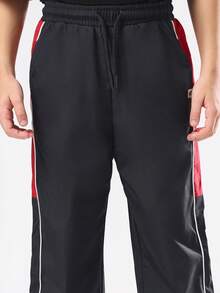 SUMWON Conjunto de camiseta de manga corta y pantalones de pierna ancha de estilo casual y moderno con logo de caligrafía, conjunto coordinado de estilo callejero de verano - Negro - Ver 8