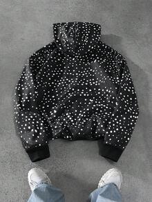 Manfinity EMRG Sudadera con capucha estampada con letras 3D, de corte holgado y estilo urbano, en color negro y blanco, para otoño - Negro - Ver 2