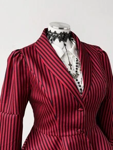 Sunspun 大码女式通勤休闲多色提花无袖西装外套 - 彩色 - 查看 5