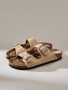 Solecia 可调节绑带设计女式休闲平底凉鞋 - 棕色 - 查看 3