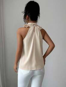 Balvessa Ruched Sleeveless Blouse, Intellectual And Elegant - Apricot - View 2