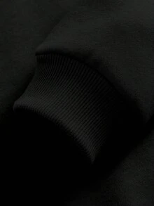 SHEIN Leap Crew Tween Girls' Casual Minimalist Personalized Cartoon Spider & Letter Print Loose Fit Purple Long Sleeve Sweatshirt, Suitable For Autumn/Winter Fall - Black - View 3