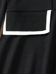 SHEIN Early Autumn New Arrival Sweet French Double-Breasted Dress, Fashionable Elegant Goddess Style Slim Fit School Girl Dress Fall Winter - Black - View 7