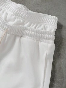 PAVTROS Manfinity Streetrush Men's Letter Print Drawstring Waist Loose Straight Sweatpants - White - View 6