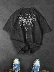 Sport MetroGents Men's Gothic Print Round Neck Short Sleeve Casual Fitness & Sports T-Shirt