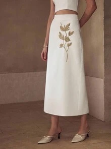 MOTF PREMIUM VÁY XÉ THÊU - trắng - Xem 5