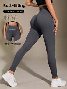 Easithlete Women's Solid Color High Waist Lifting Shaping Seamless Leggings Yoga Pants Tummy Control Tights Anti Cellulite Leggings Leggings Tummy Control Compression Workout Tights