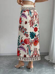 Elenzga 女式夏季度假花卉印花裹腰裙 - 彩色 - 查看 2