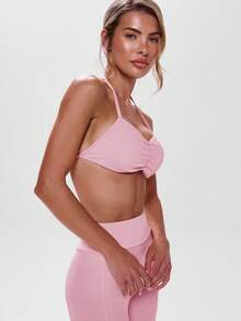 Musera Sport 露背式运动文胸，中心收褶设计，适合健身房、板式网球、匹克球等运动。 - 粉色 - 查看 2