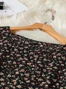 SHEIN LUNE Abito invernale con maniche lunghe, girocollo, con stampa floreale su tutto il capo, taglie comode