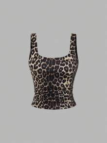 Sweetra 女式休闲褶皱圆领背心，夏季 - 彩色 - 查看 3