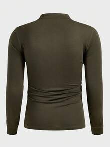 Manfinity Homme Męska koszulka z długim rękawem i prostym dekoltem typu henley, do pracy, na jesień