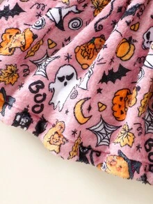 SHEIN Perso Play Vestido de manga larga con estampado de calabaza y bolso de calabaza para niña, adecuado para otoño/invierno, uso diario - Multicolor - Ver 6