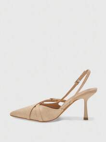 CUCCOO BIZCHIC Cuccoo Women's Fashion V-Cut Strap High Heel Pointed Toe Pumps - Apricot - View 9