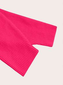 EURMUSE Y2K Grunge Drop Shoulder Open Front Crop Cardigan Without Tube Top - Hot Pink - View 9